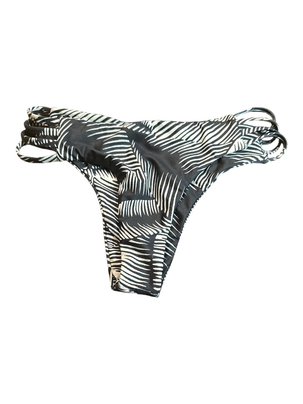 Volcom Black & White Striped Side-Loop Bikini Bottom Cheeky Size Small